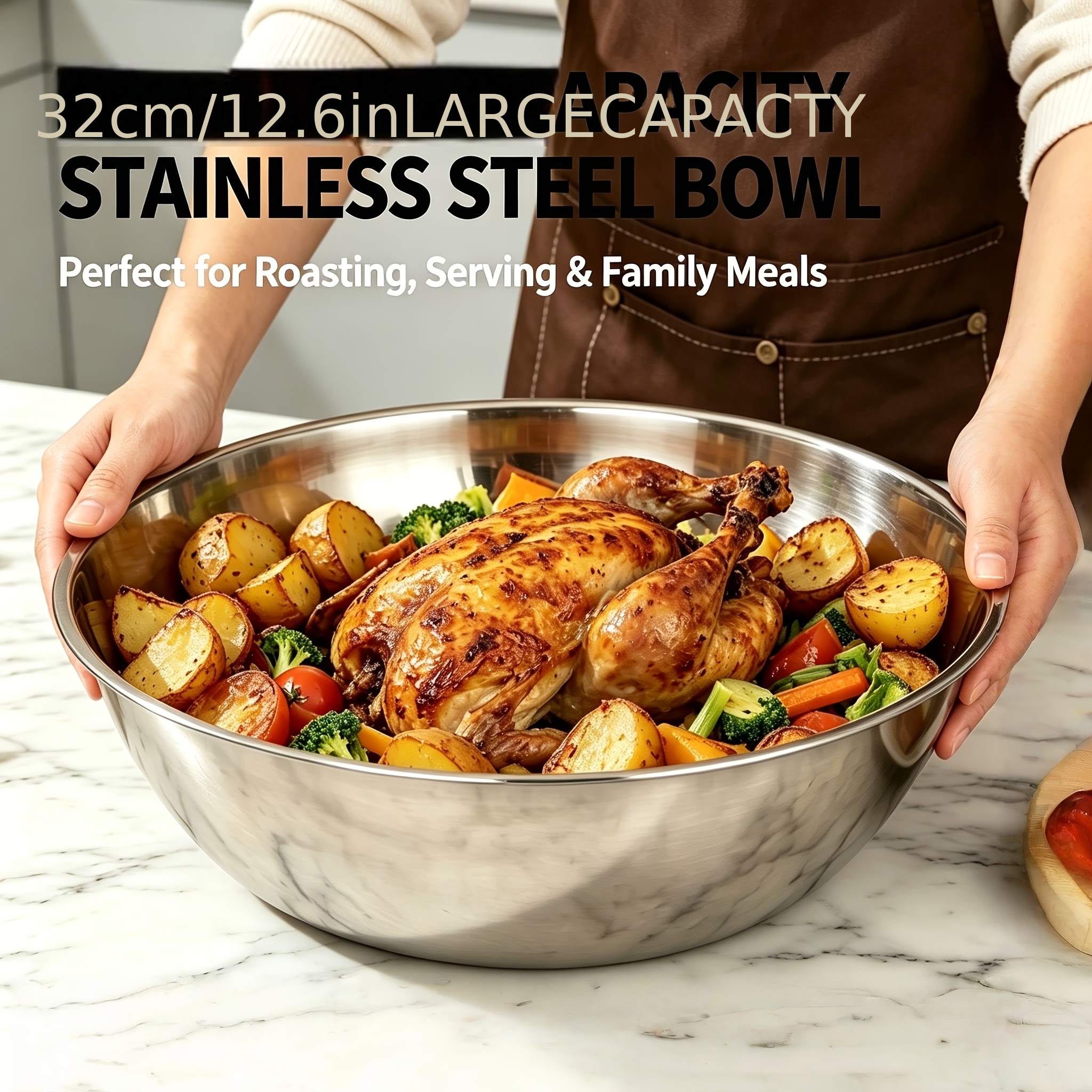 Kitchen Appliances For Cooking - 1Pcs, 32cm Stainless Steel Mixing Bowl,