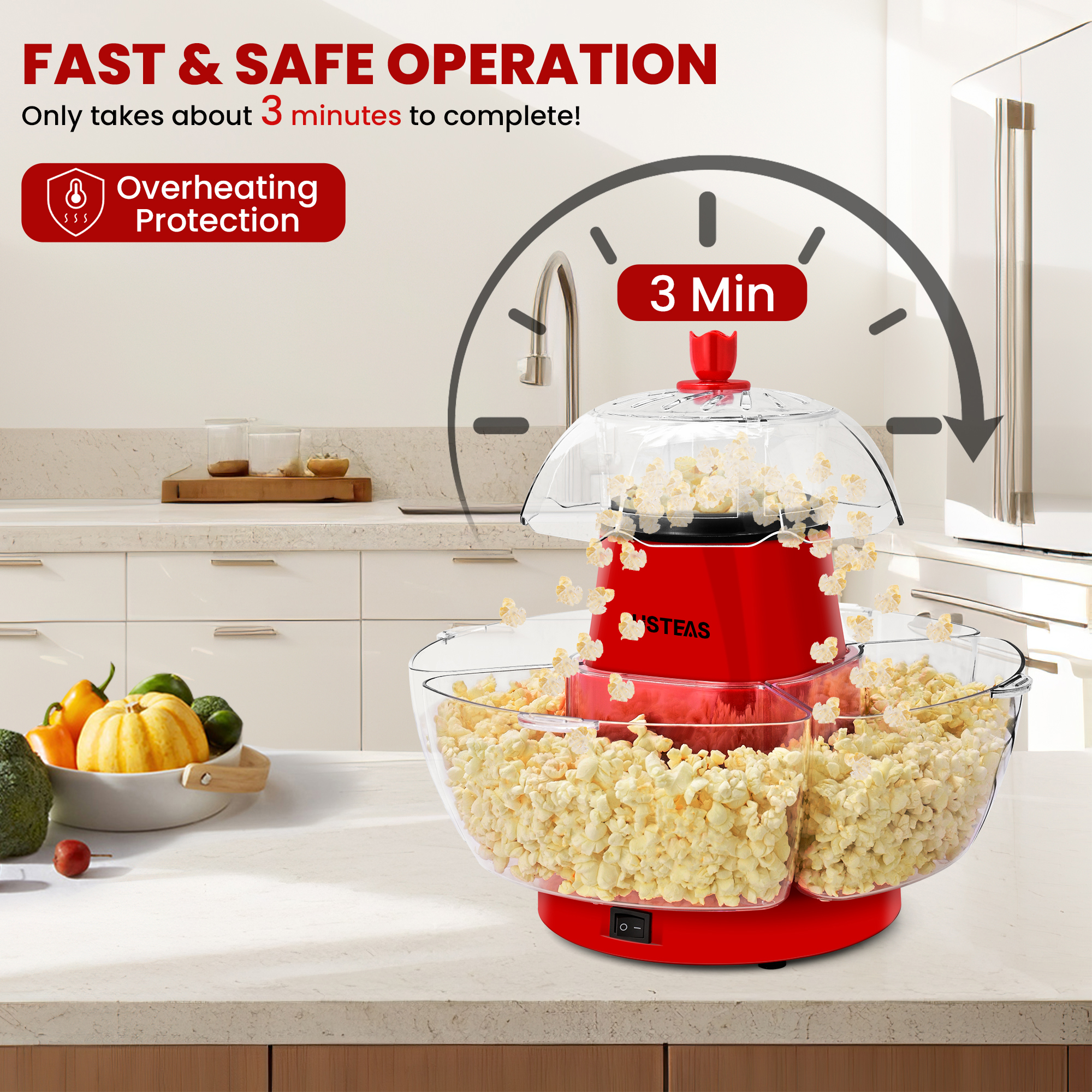 1200W Electric Hot Air Popcorn - Air Popcorn Maker reseña y precio