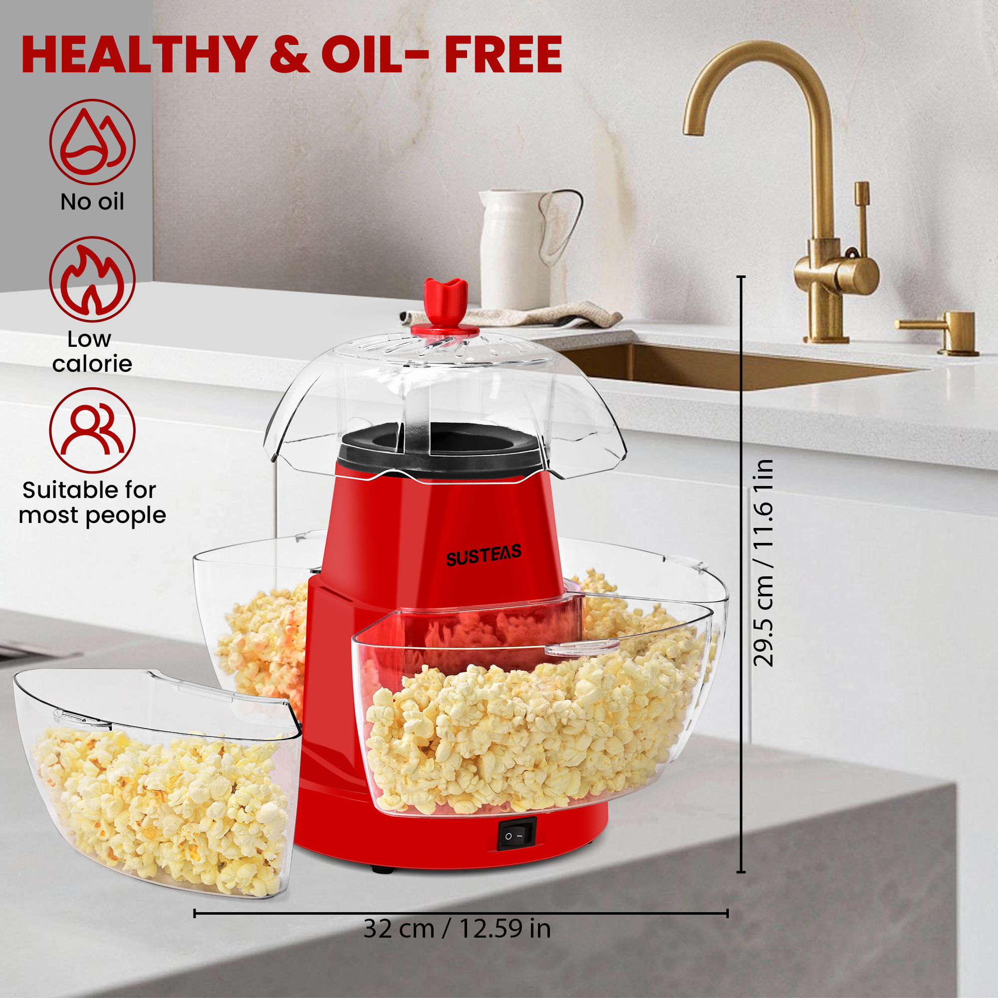1200W Electric Hot Air Popcorn - Air Popcorn Maker reseña y precio