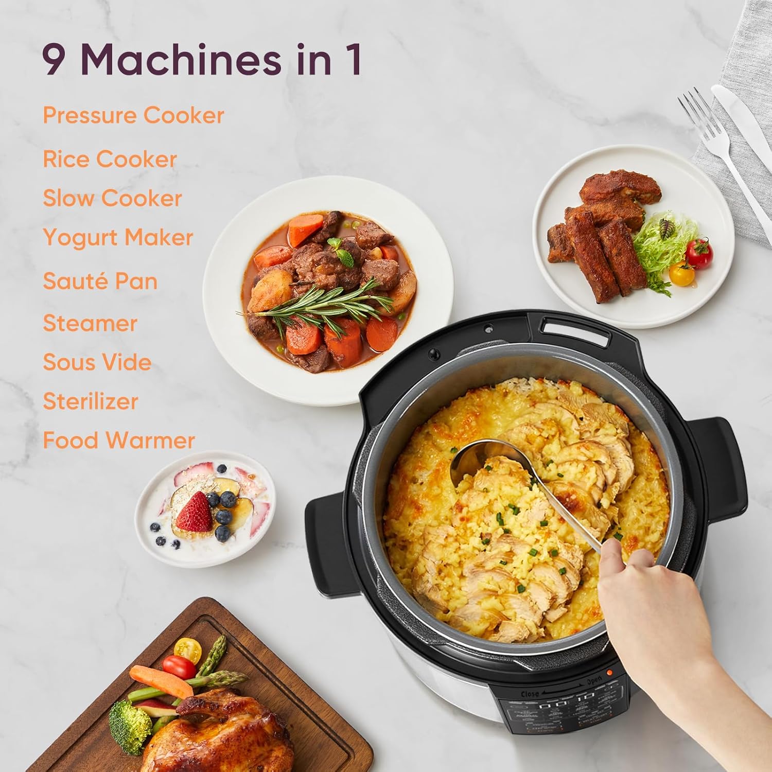 Pressure Cooker 6QT 9-in-1 Mul - Slow Cooker Ceramic reseña y precio